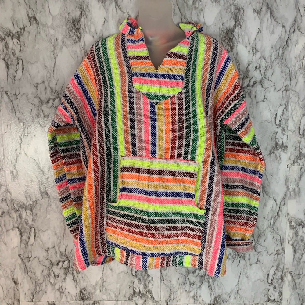 Drug rug neon colored stripped hoodie sweatshirt